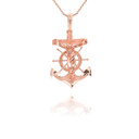 Rose Gold Mini Jesus Mariner Crucifix Pendant Necklace