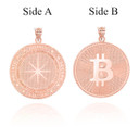 Rose Gold Bitcoin Medallion Pendant Side A and Side B