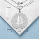White Gold Bitcoin Medallion Pendant Necklace With Measurement