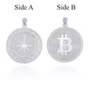 Silver Bitcoin Medallion Pendant Necklace Side A and  Side B