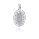 White Gold Religious Our Lady of Guadalupe Openwork Pendant