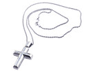 Silver Cross Diamonds Pendant (w Chain)