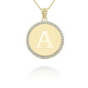 Gold Personalized Initial “A” with Diamonds Pendant Necklace