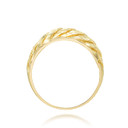 Yellow Gold Diamond Cut Croissant Dome Ring
