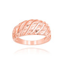 Rose Gold Diamond Cut Croissant Dome Ring