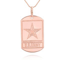 Rose Gold U.S. Army Personalized Dog Tag Pendant Necklace