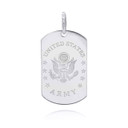 White Gold United States Army Personalized Dog Tag Pendant