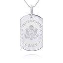 White Gold United States Army Personalized Dog Tag Pendant Necklace