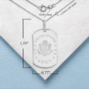 White Gold United States Army Personalized Dog Tag Pendant Necklace with Measurement