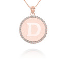 Rose Gold Personalized Initial “D” with Diamonds Pendant Necklace