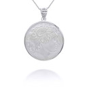 White Gold Alexander the Great Medallion Coin With Chain