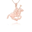 Rose Gold Personalized Polo Sport Horse Riding Jockey Reversible Pendant Necklace