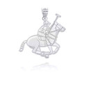 White Gold Personalized Polo Sport Horse Riding Jockey Reversible Pendant