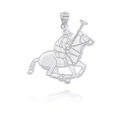 Silver Personalized Polo Sport Horse Riding Jockey Reversible Pendant