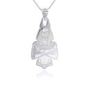 White Gold Personalized Anubis Ancient Egyptian God of the Dead Reversible Ancient Egyptian God of the Dead Reversible Pendant Necklace