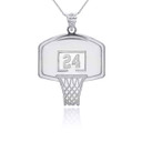 Silver Personalized Basketball Hoop Pendant Necklace