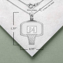 Silver Personalized Basketball Hoop Pendant Necklace with Measurement