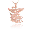 Rose Gold Personalized Saint Michael Pendant Necklace