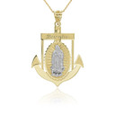 Two Tone Personalized Our Lady of Guadalupe Anchor Pendant Necklace