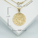 Yellow Gold Egyptians Anubis Guard Dog Amulet Pendant Necklace with Measurement