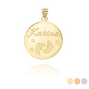 Yellow Gold Personalized Newborn Baby Pendant 