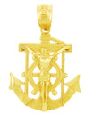 Religious Charms - The Anchored Mariners Cross Gold Pendant