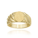 Yellow Gold Twisted Oval Signet Ring