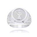 Silver Religious Santa Muerte Patron Saint of Death, Protection and Healing Statement Ring