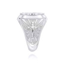 .925 Sterling Silver Religious Saint Michael Archangel Cross Beaded Signet Ring