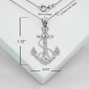 Silver Sea Anchor Pendant Necklace with Measurement