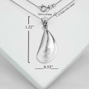 Silver Sea Shell Pendant Necklace with Measurement