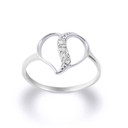 White Gold Split Heart CZ Wave Love Ring