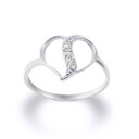 .925 Sterling Silver Split Heart CZ Wave Love Ring