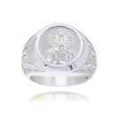.925 Sterling Silver Jesus Christ Cross Beaded Signet Ring