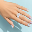 .925 Sterling Silver Beaded Patron Saint George Dragon Cross Signet Ring on a female Model