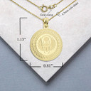 Yellow Gold Personalized Scarab Pendant Necklace with Measurement