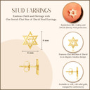 Yellow Gold Jewish Chai Star Of David Stud Earrings measurement