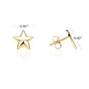 Yellow Gold Astral Star Stud Earrings with Measurement