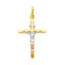 14K Two-Tone Gold Jesus Christ Cross INRI Crucifix Pendant