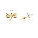 Yellow Gold Dragonfly Earrings with Measurement