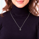 White Gold CZ Armenian Eternity Pendant Necklace on a Model