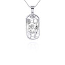 White Gold Open Beaded Lucky Charm Large Pendant Necklace