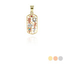 Tri-Tone Open Beaded Lucky Charm Small Pendant