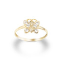 Yellow Gold Butterfly CZ Hope & Rebirth Ring