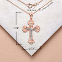 Rose Gold Crucifix Pendant Necklace with Measurement