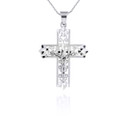 White Gold Diamond Cut Crucifix Pendant Necklace