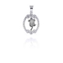 Silver Flower with CZ Wreath Pendant