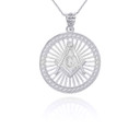 Silver Freemason Square and Compasses Illuminated Pendant Necklace