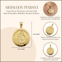 Gold Religious Patron Saint Christopher Protection Medallion Pendant Necklace (Available in Yellow/Rose/White Gold)