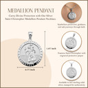 .925 Sterling Silver Religious Patron Saint Christopher Protection Medallion Pendant Necklace